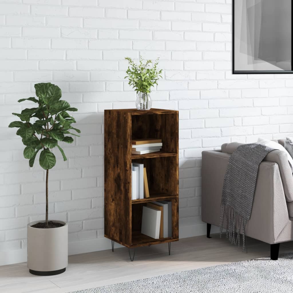 skænk 34,5x32,5x90 cm konstrueret træ røget egetræsfarve