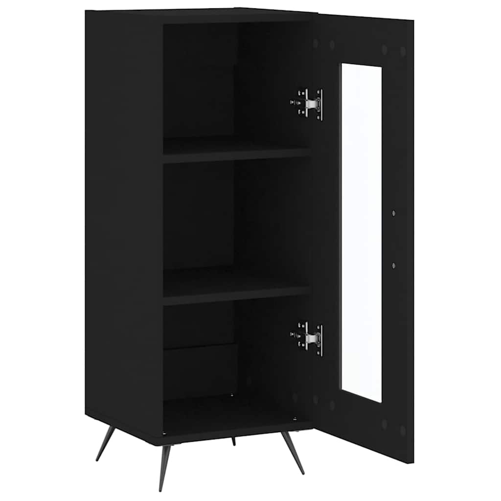 skænk 34,5x34x90 cm konstrueret træ sort