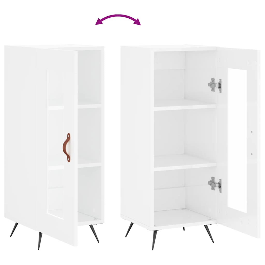 skænk 34,5x34x90 cm konstrueret træ hvid højglans