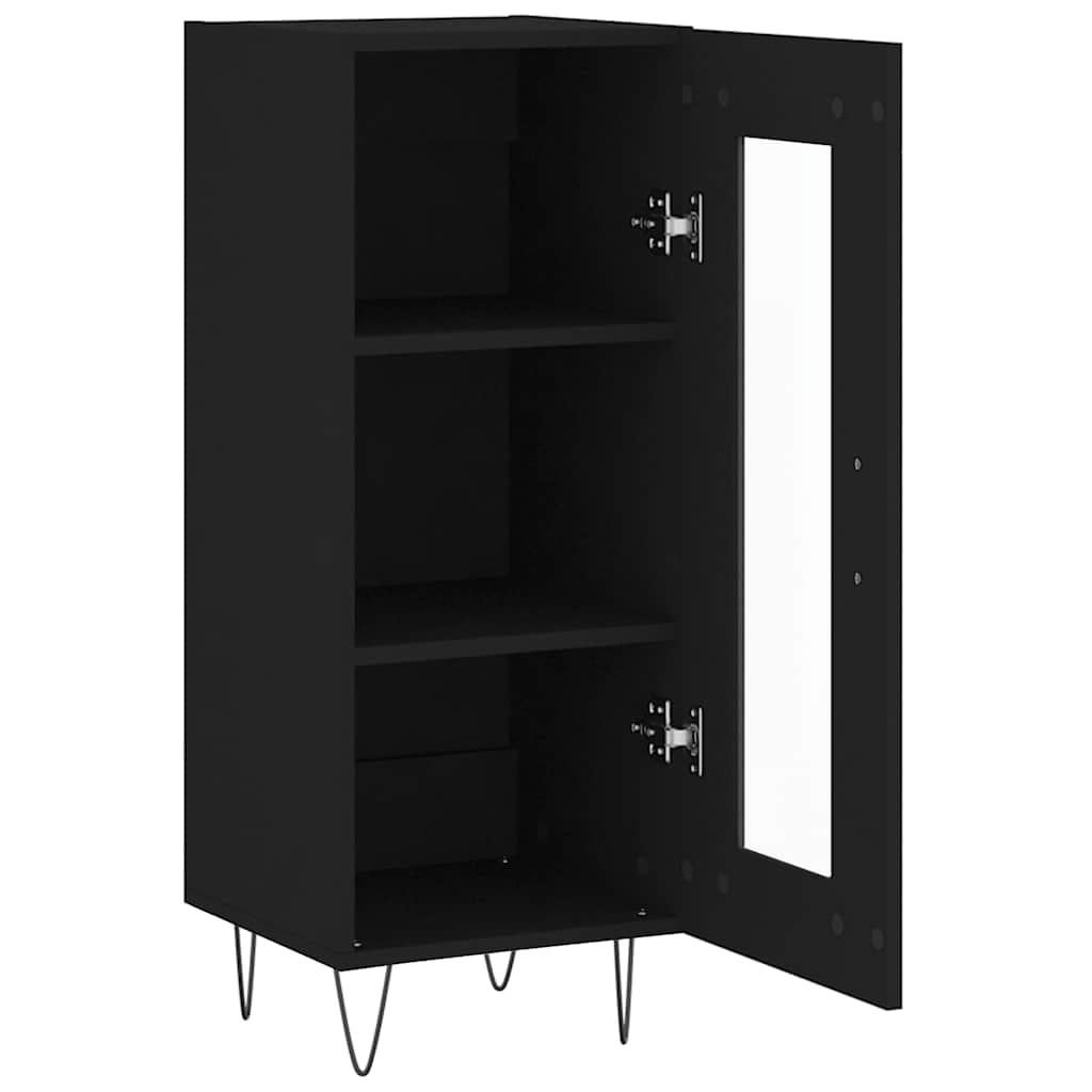 skænk 34,5x34x90 cm konstrueret træ sort