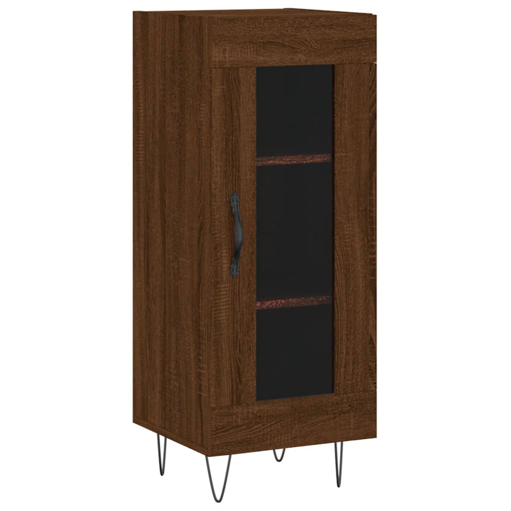 skænk 34,5x34x90 cm konstrueret træ brun egetræsfarve