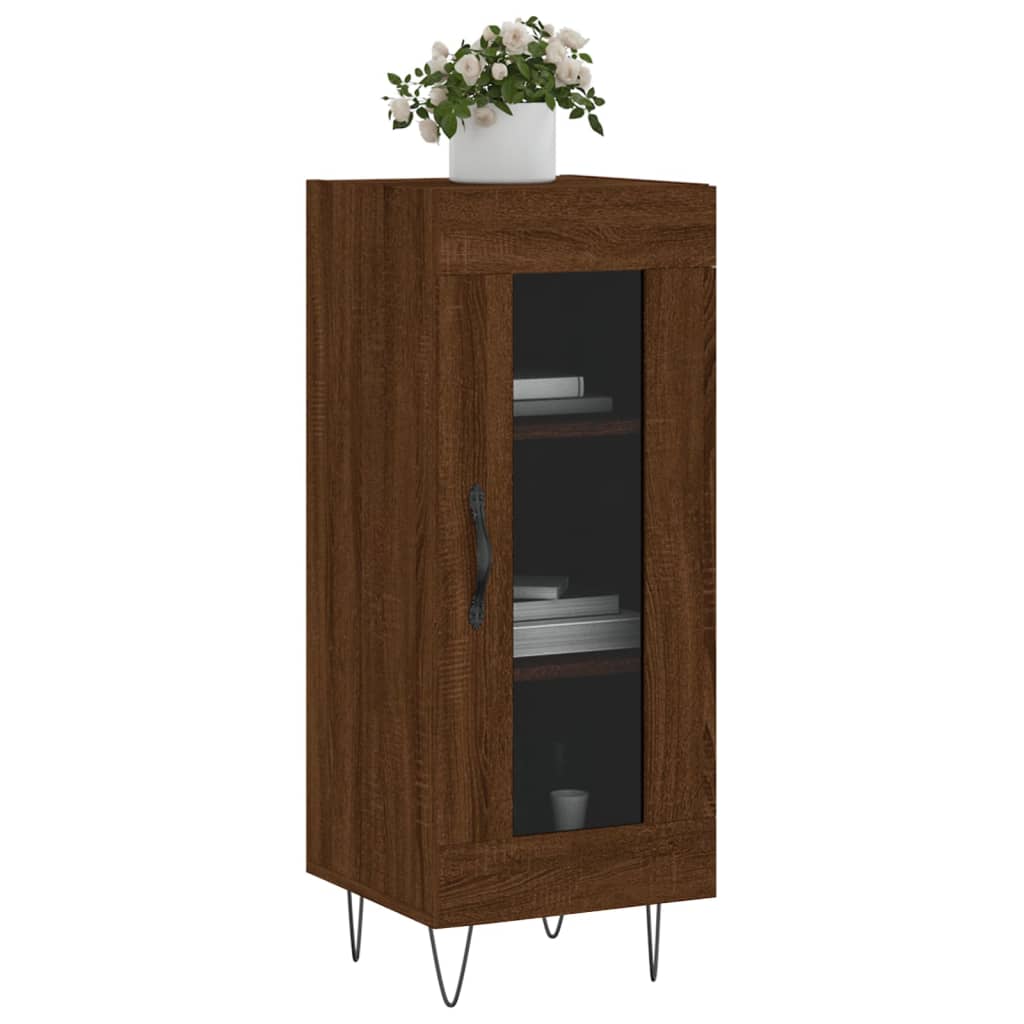 skænk 34,5x34x90 cm konstrueret træ brun egetræsfarve