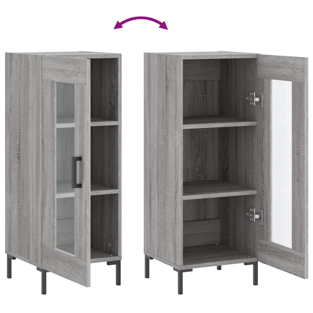 skænk 34,5x34x90 cm konstrueret træ grå sonoma-eg