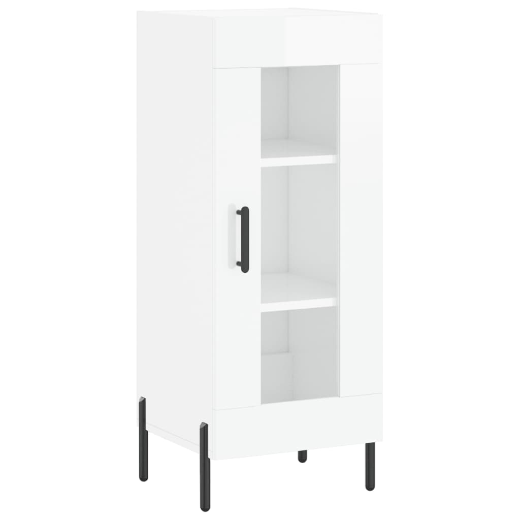 skænk 34,5x34x90 cm konstrueret træ hvid højglans