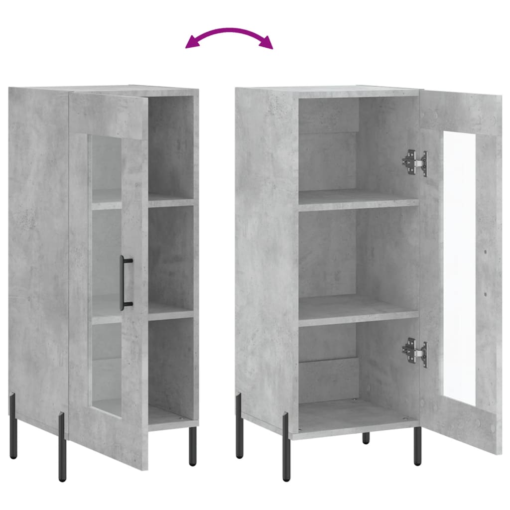 skænk 34,5x34x90 cm konstrueret træ betongrå