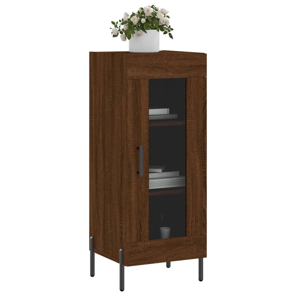 skænk 34,5x34x90 cm konstrueret træ brun egetræsfarve