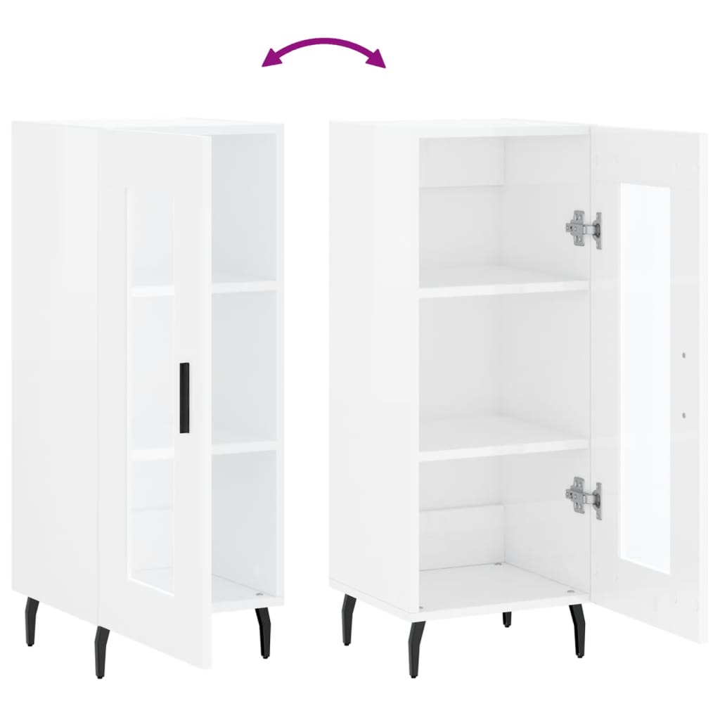 skænk 34,5x34x90 cm konstrueret træ hvid højglans