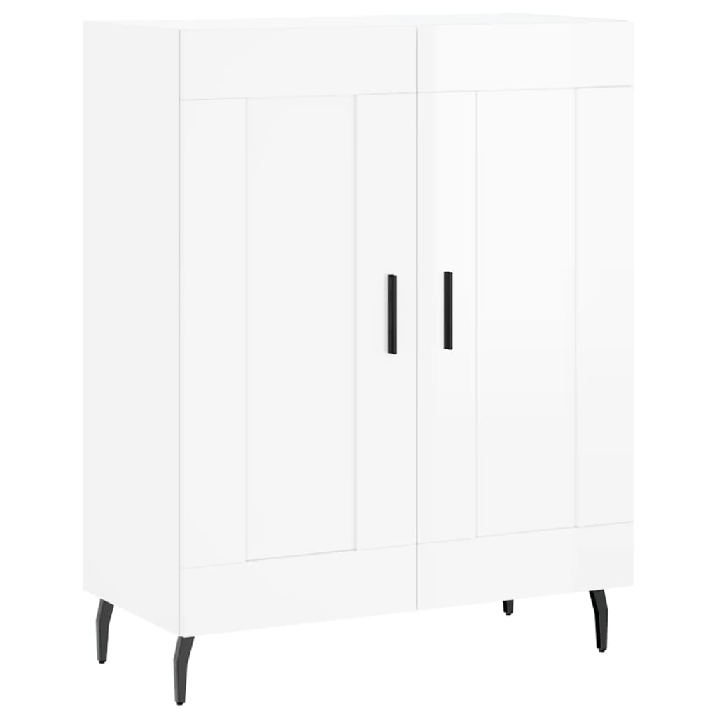 skænk 69,5x34x90 cm konstrueret træ hvid højglans