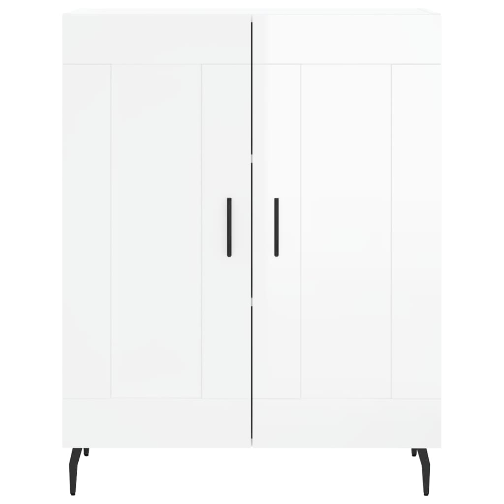 skænk 69,5x34x90 cm konstrueret træ hvid højglans