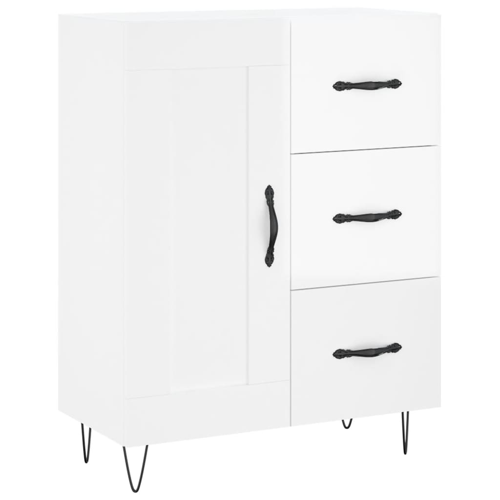 skænk 69,5x34x90 cm konstrueret træ hvid højglans