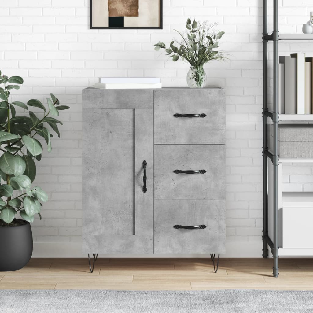 skænk 69,5x34x90 cm konstrueret træ betongrå