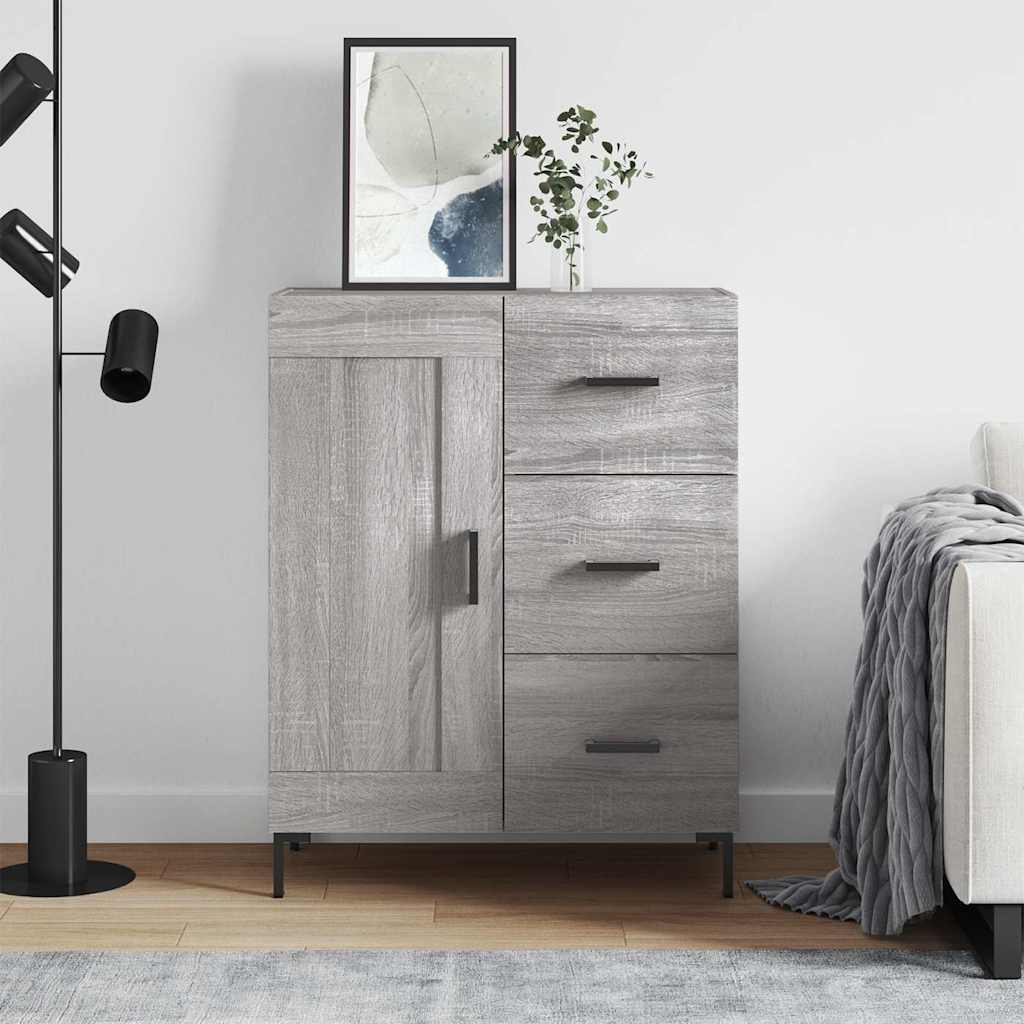 skænk 69,5x34x90 cm konstrueret træ grå sonoma-eg