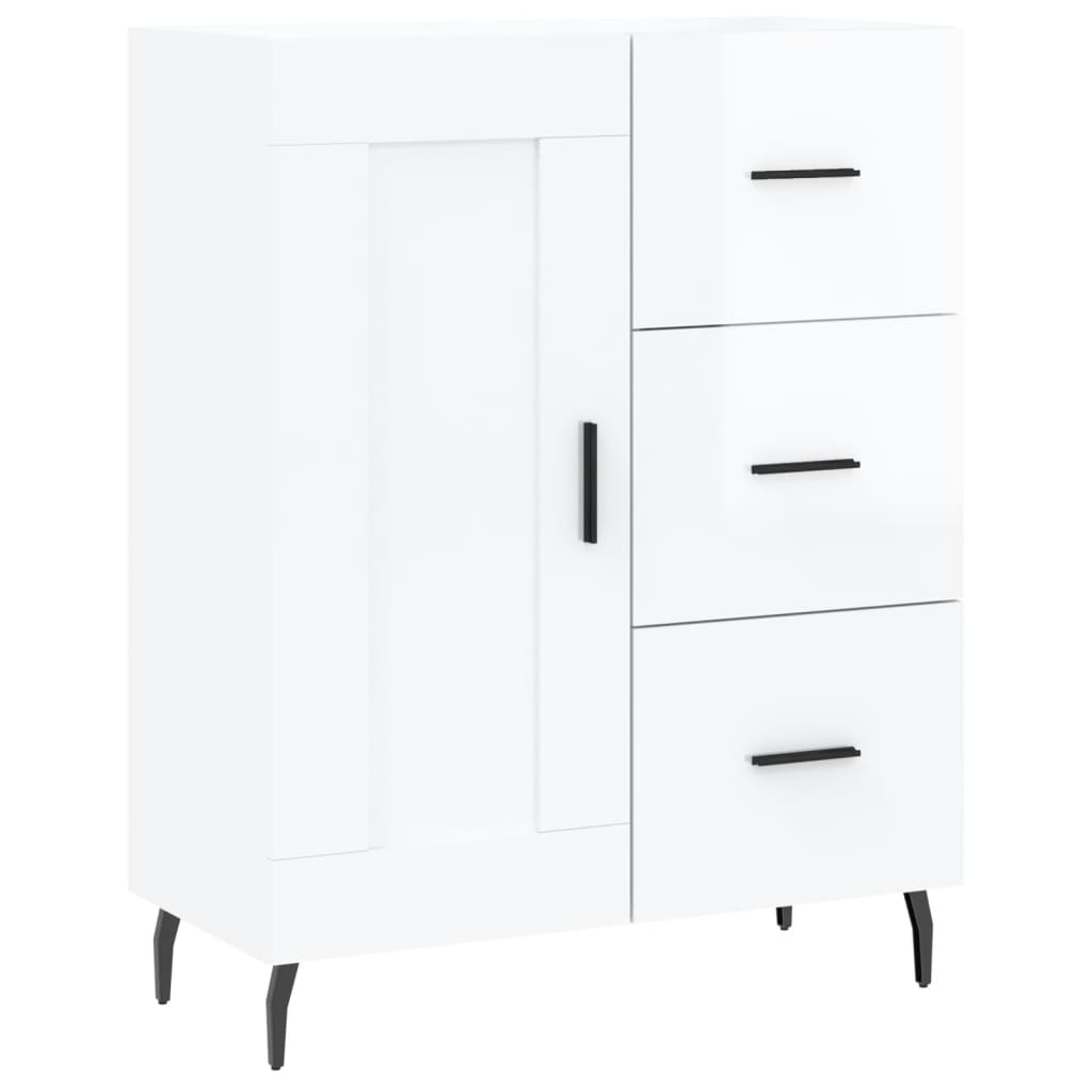 skænk 69,5x34x90 cm konstrueret træ hvid højglans