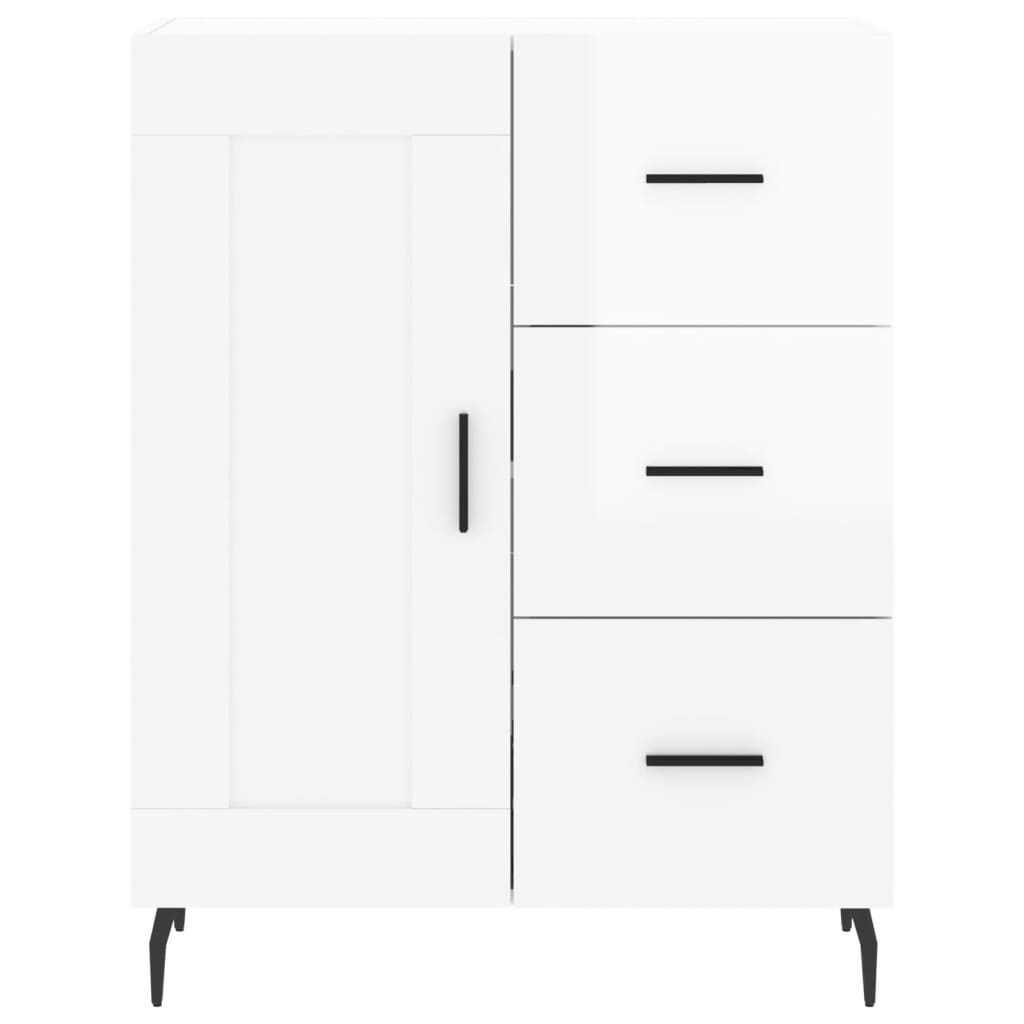 skænk 69,5x34x90 cm konstrueret træ hvid højglans
