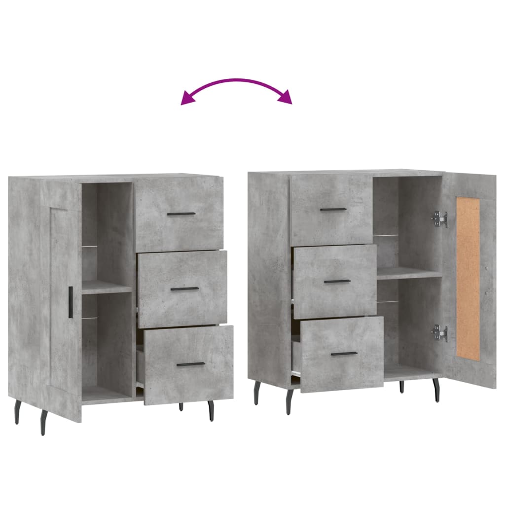 skænk 69,5x34x90 cm konstrueret træ betongrå