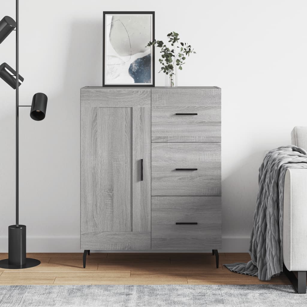 skænk 69,5x34x90 cm konstrueret træ grå sonoma-eg