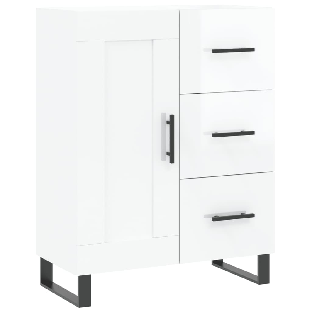 skænk 69,5x34x90 cm konstrueret træ hvid højglans