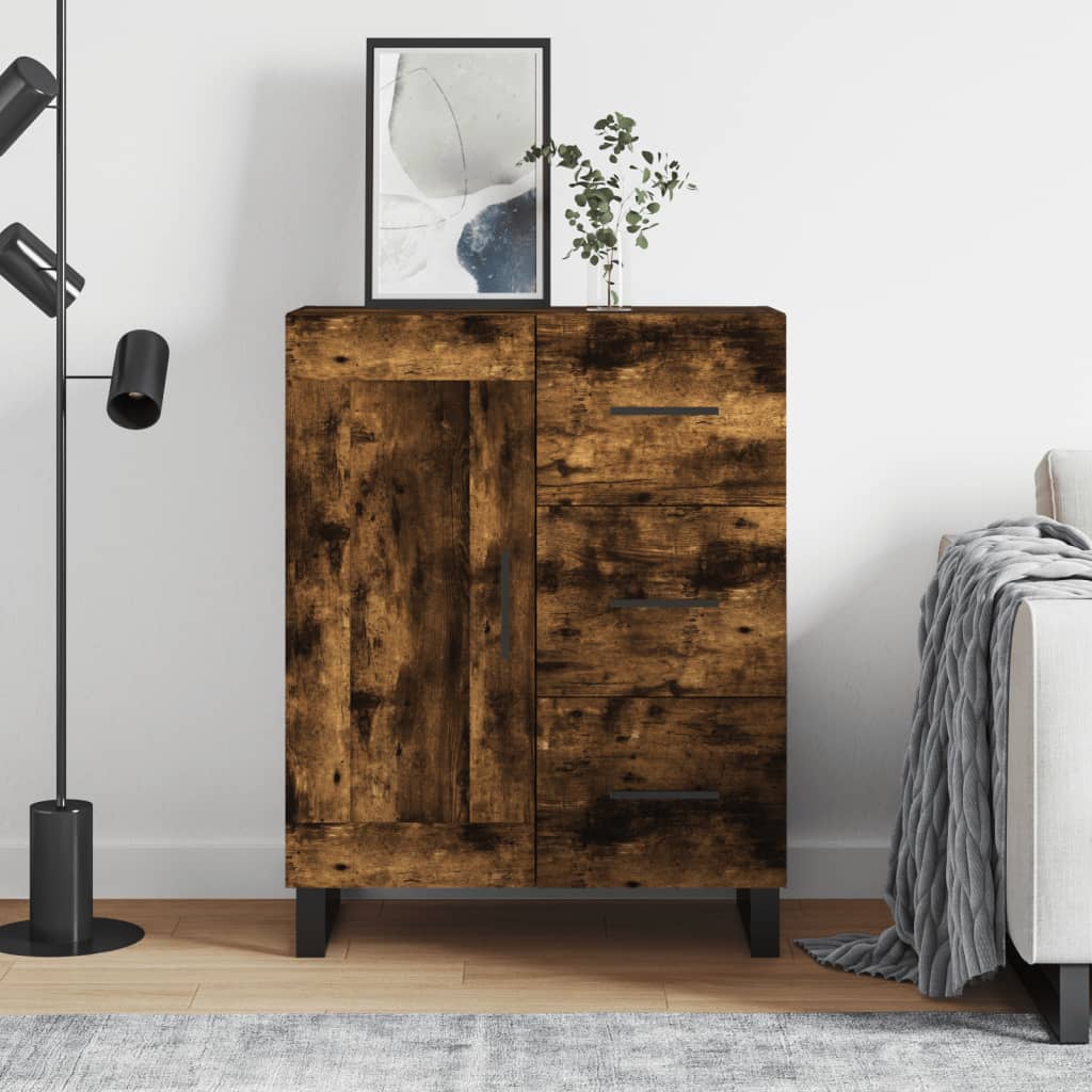 skænk 69,5x34x90 cm konstrueret træ røget egetræsfarve