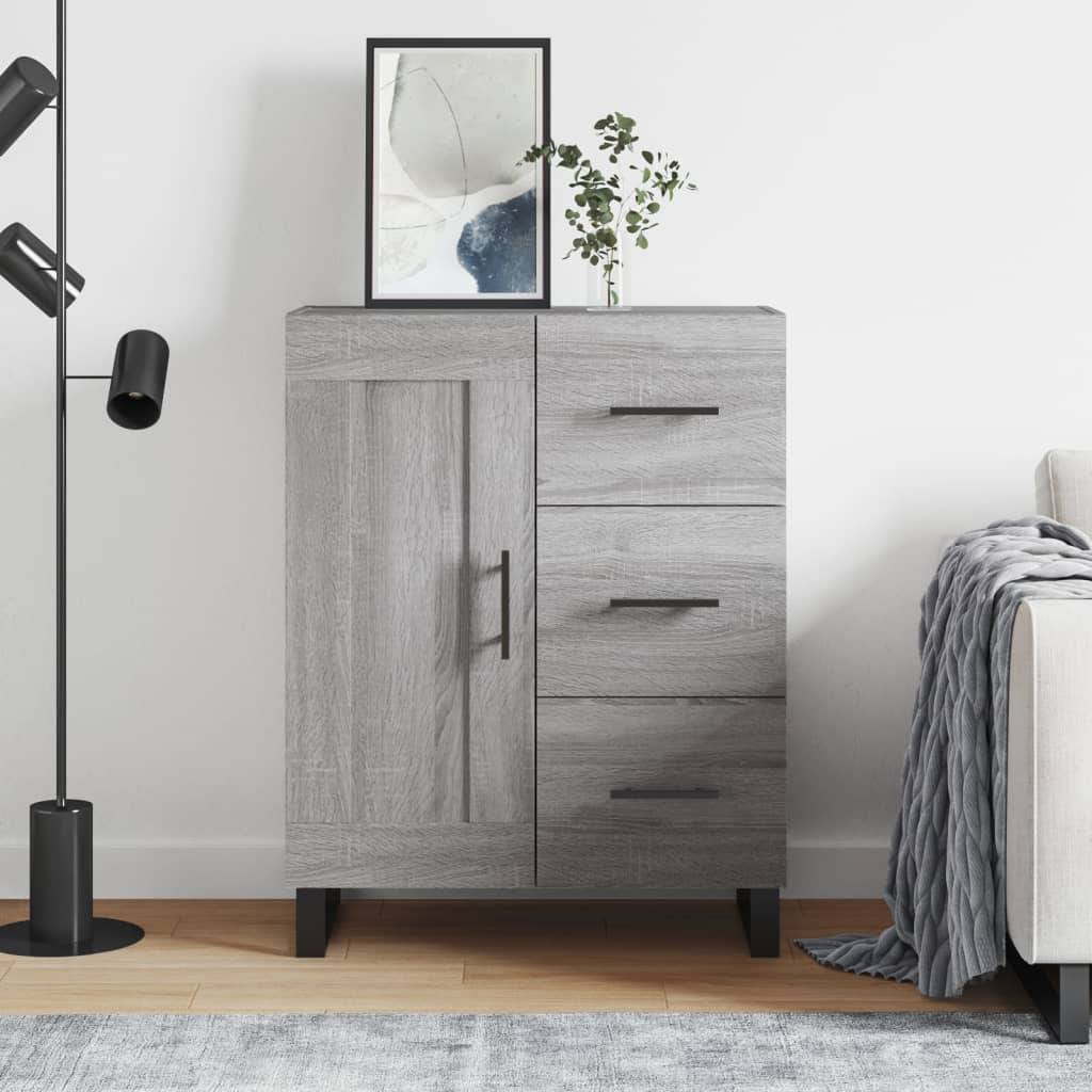 skænk 69,5x34x90 cm konstrueret træ grå sonoma-eg