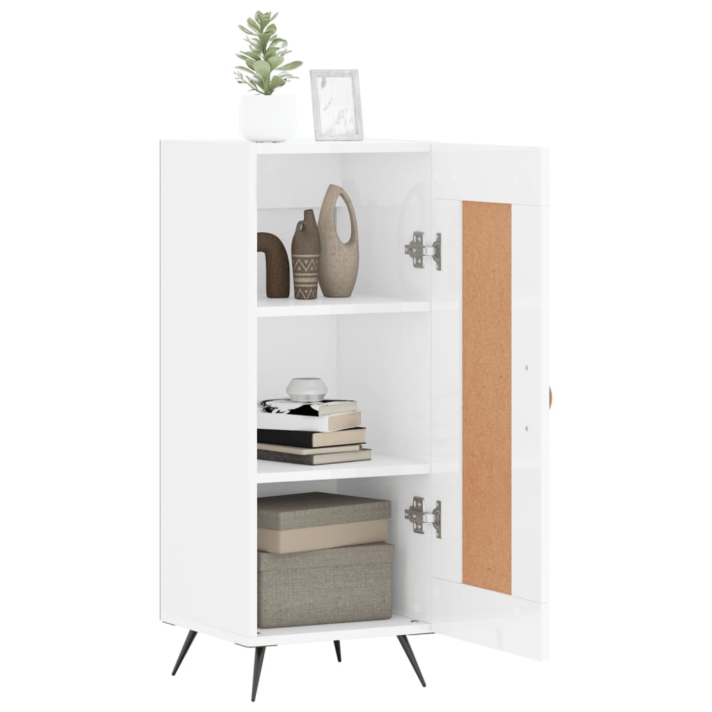 skænk 34,5x34x90 cm konstrueret træ hvid højglans