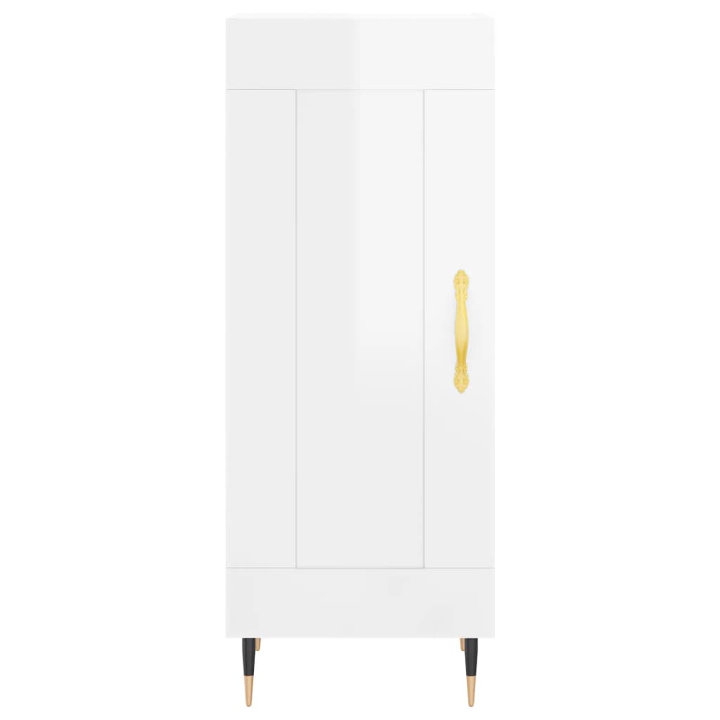 skænk 34,5x34x90 cm konstrueret træ hvid højglans