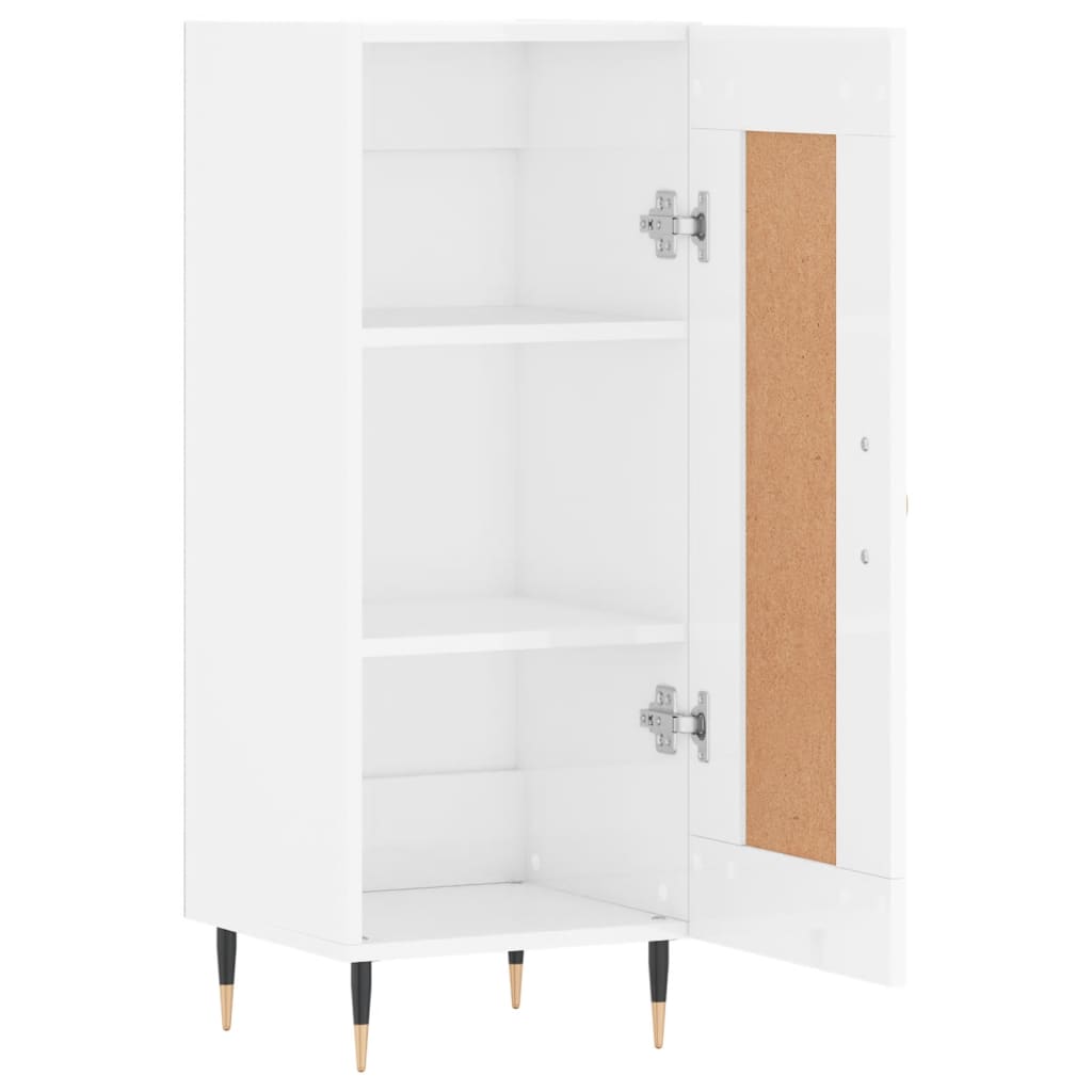 skænk 34,5x34x90 cm konstrueret træ hvid højglans