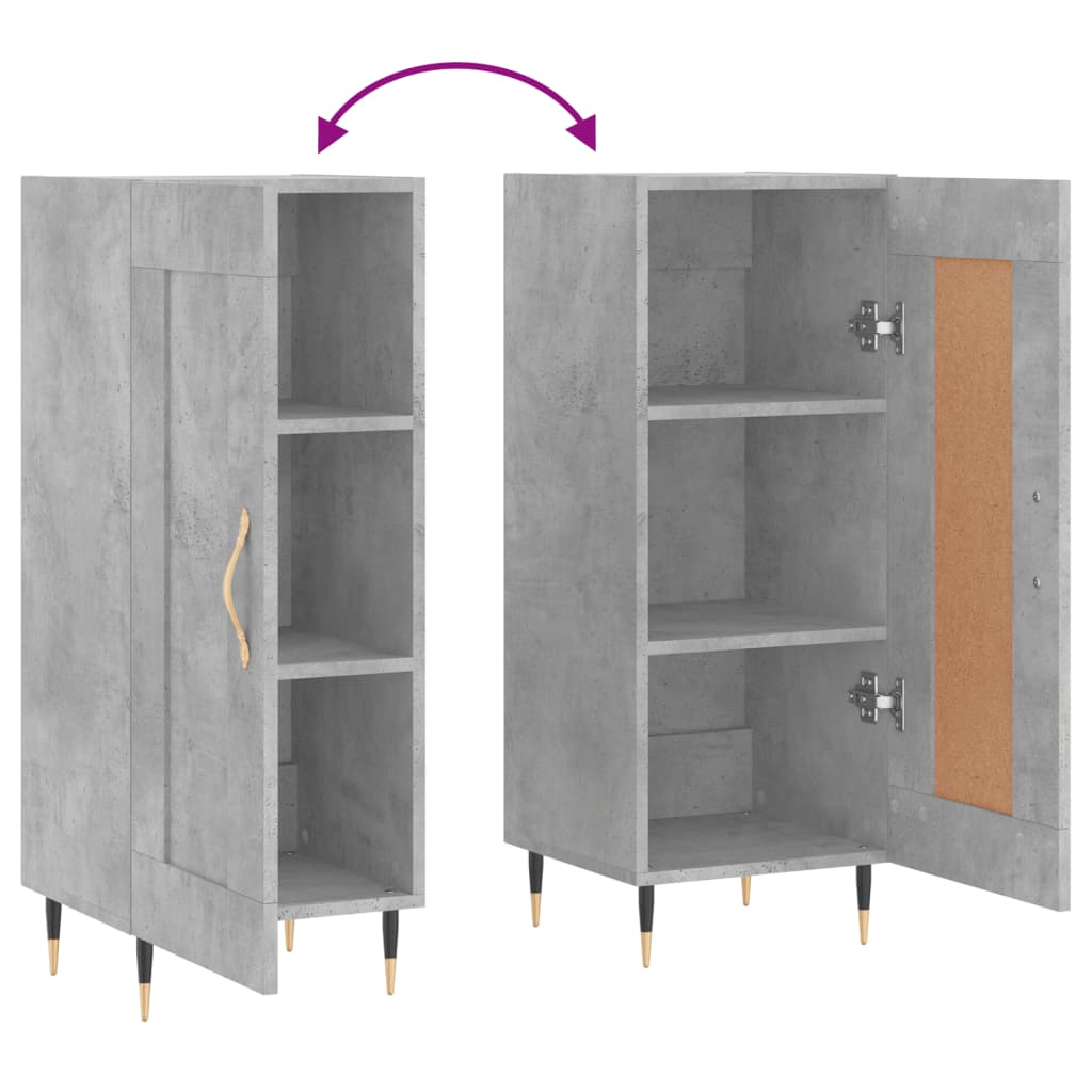 skænk 34,5x34x90 cm konstrueret træ betongrå