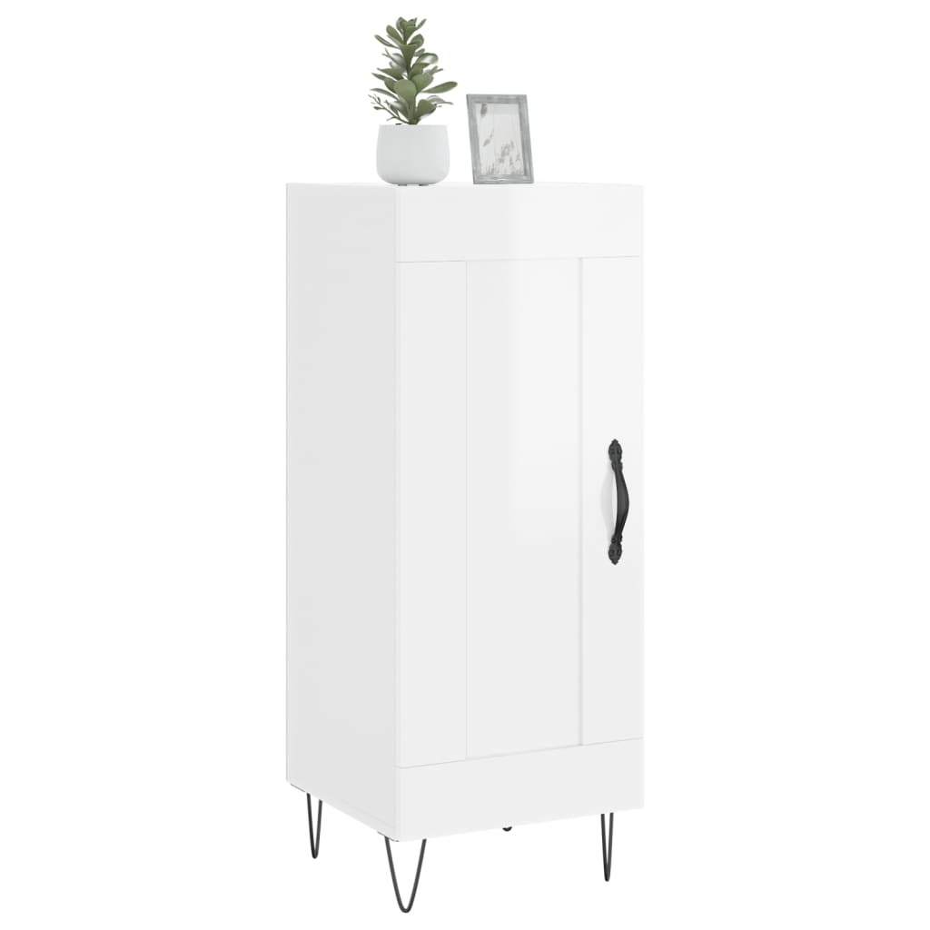 skænk 34,5x34x90 cm konstrueret træ hvid højglans