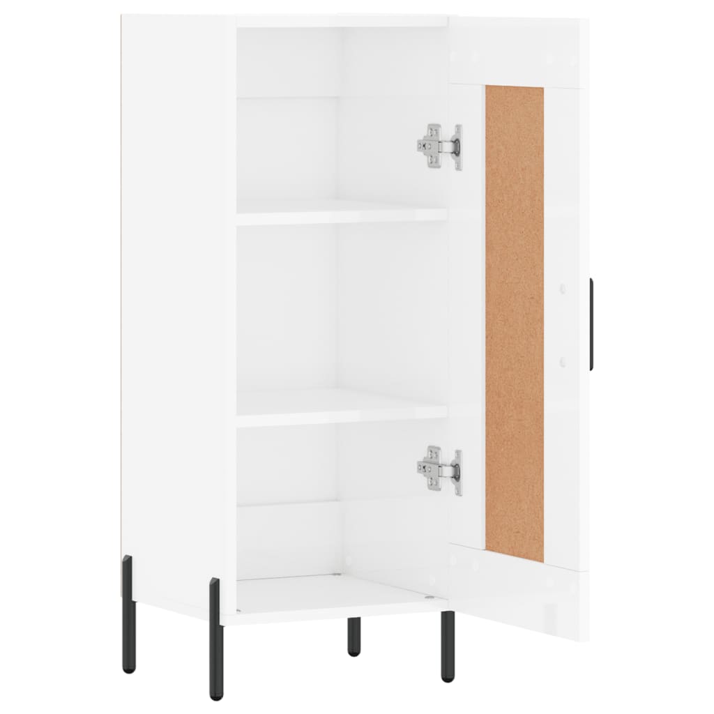 skænk 34,5x34x90 cm konstrueret træ hvid højglans