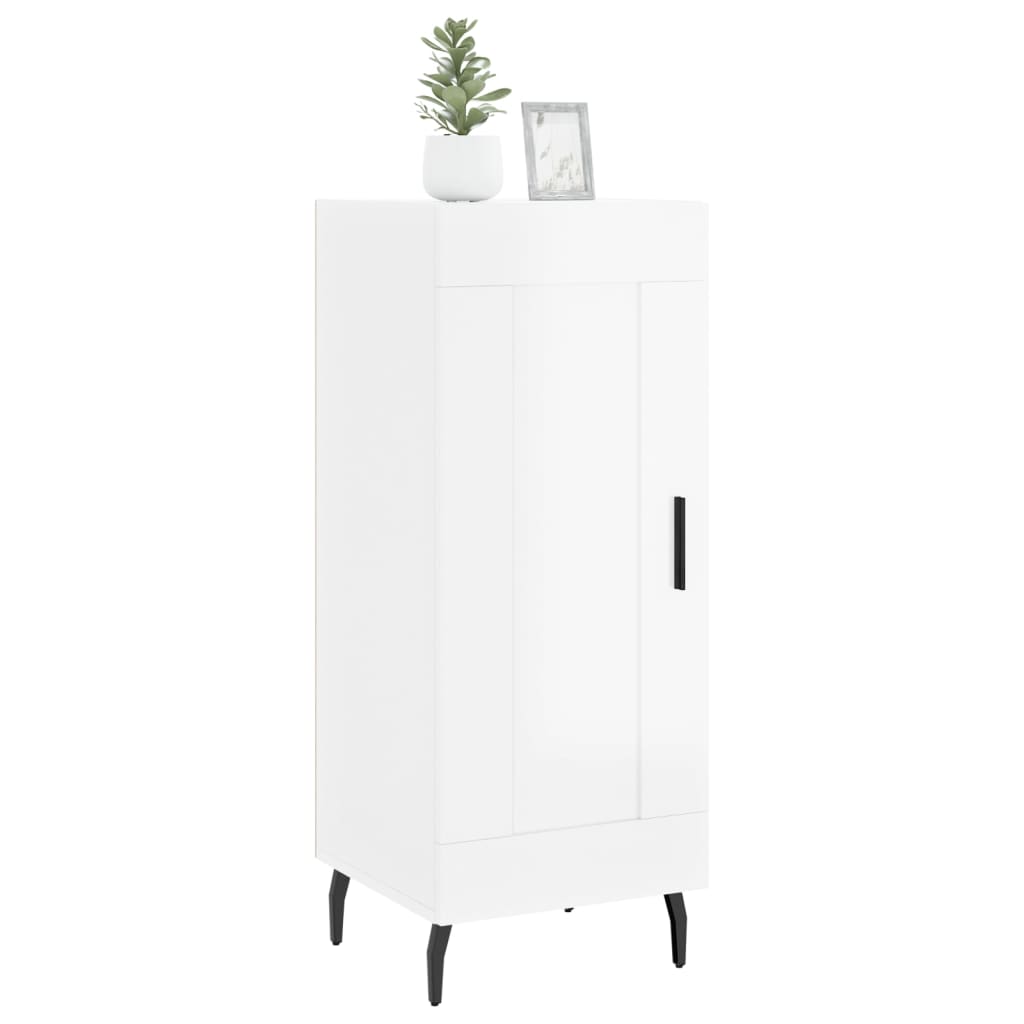 skænk 34,5x34x90 cm konstrueret træ hvid højglans