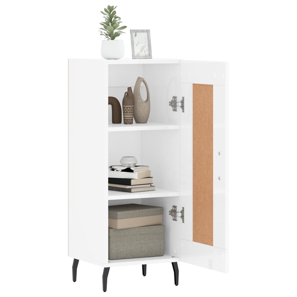skænk 34,5x34x90 cm konstrueret træ hvid højglans