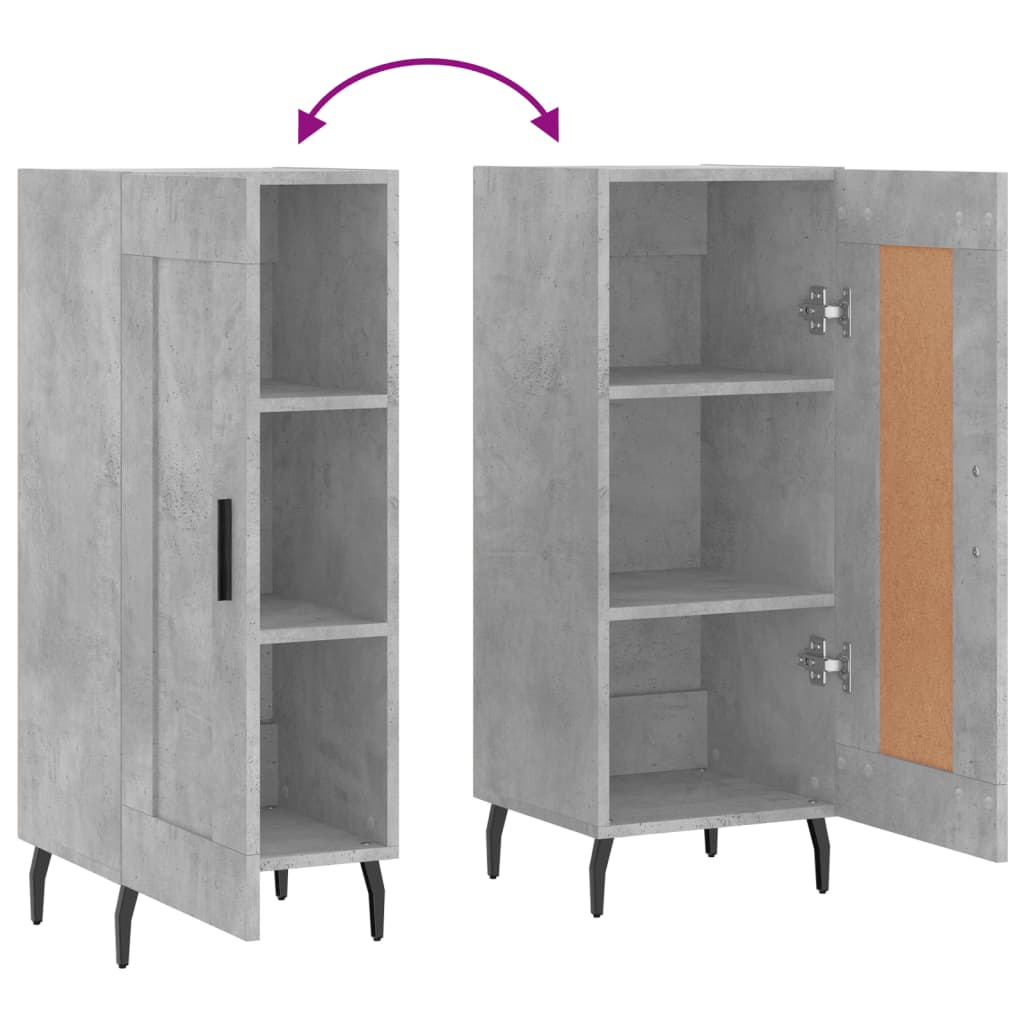 skænk 34,5x34x90 cm konstrueret træ betongrå
