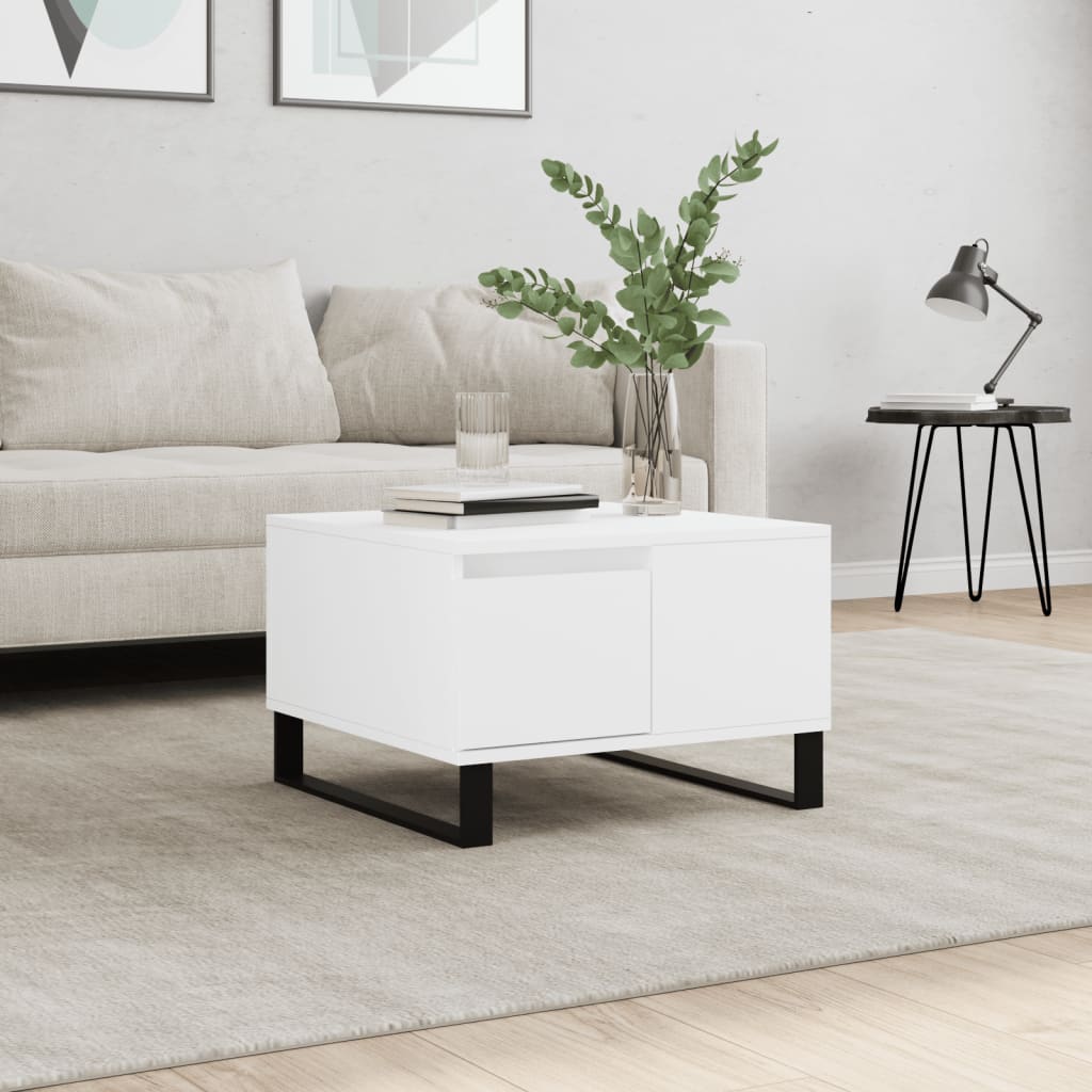 sofabord 55x55x36,5 cm konstrueret træ hvid