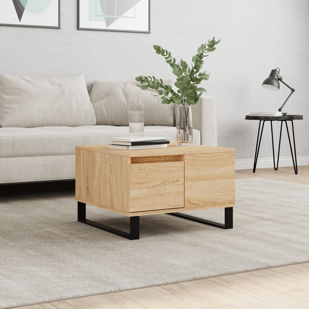 sofabord 55x55x36,5 cm konstrueret træ sonoma-eg