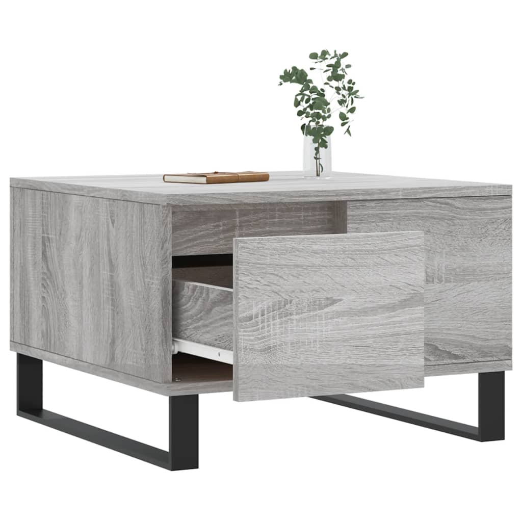 sofabord 55x55x36,5 cm konstrueret træ grå sonoma-eg