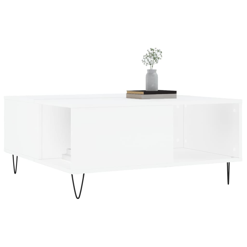 sofabord 80x80x36,5 cm konstrueret træ hvid