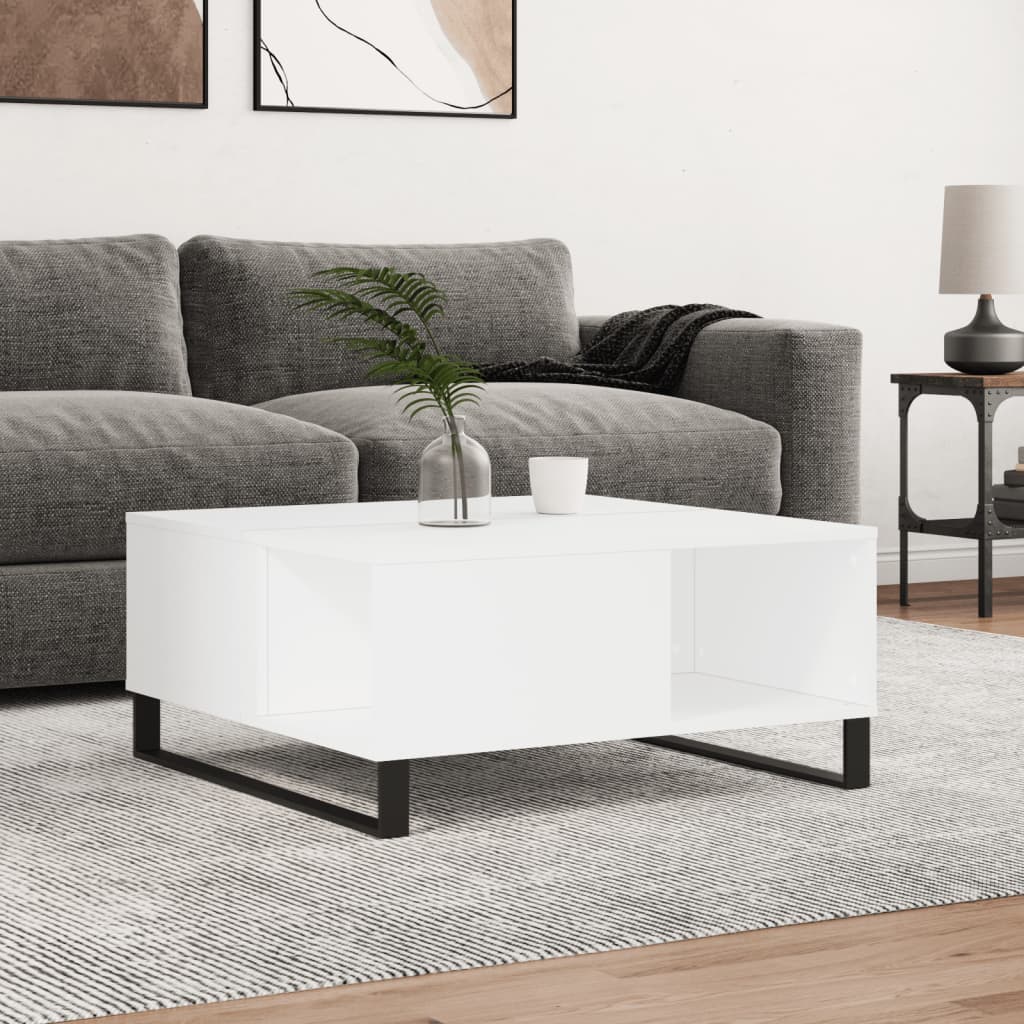 sofabord 80x80x36,5 cm konstrueret træ hvid