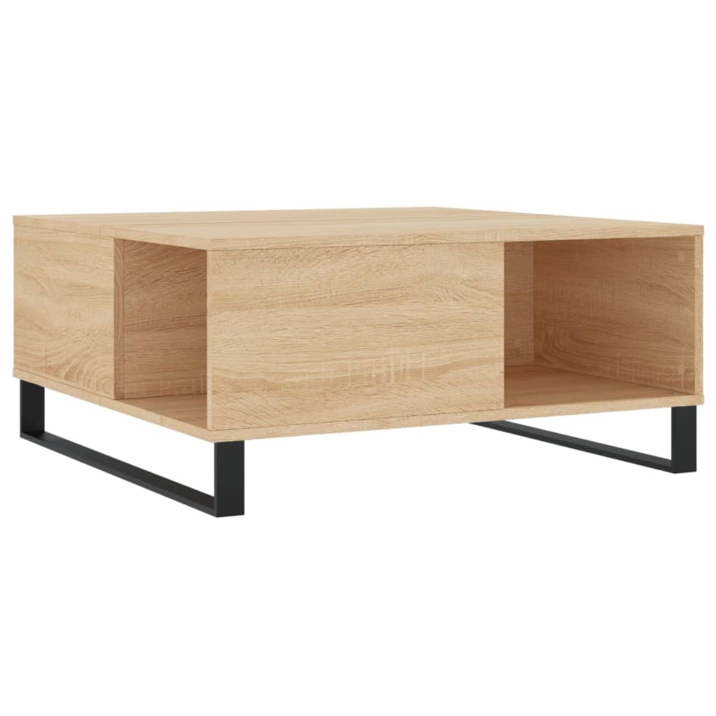 sofabord 80x80x36,5 cm konstrueret træ sonoma-eg