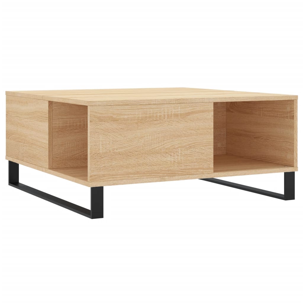 sofabord 80x80x36,5 cm konstrueret træ sonoma-eg