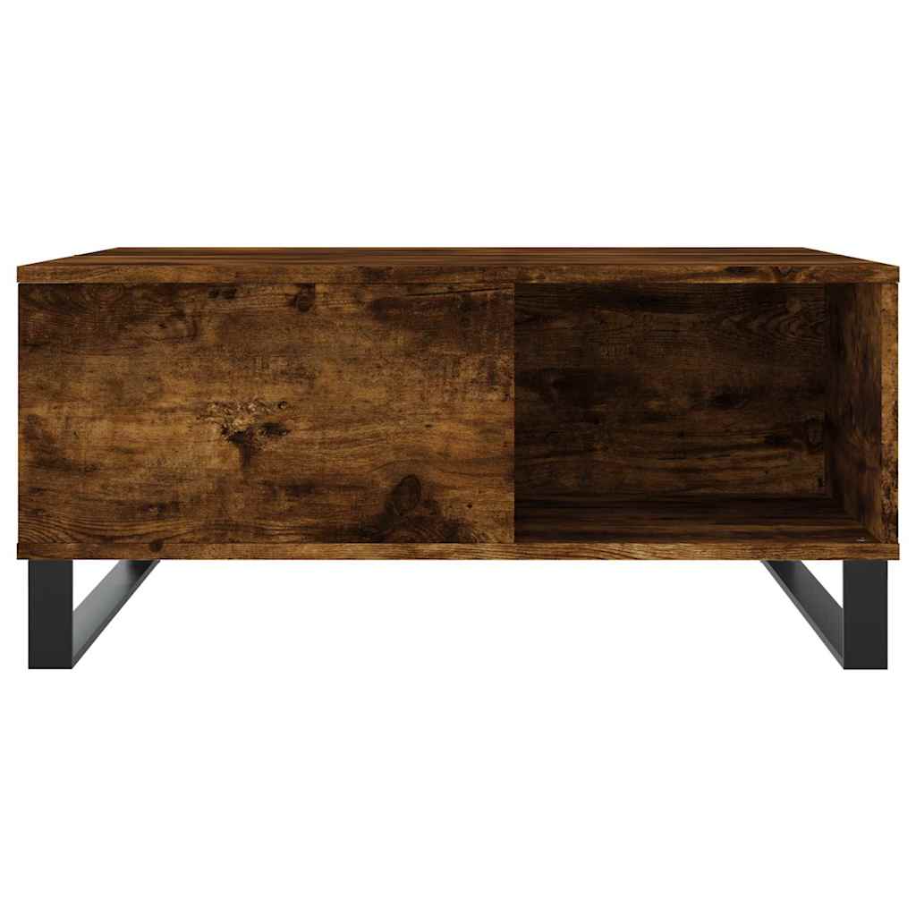 sofabord 80x80x36,5 cm konstrueret træ røget egetræsfarve