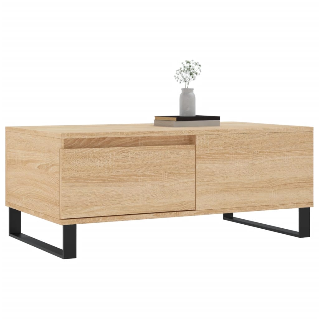 sofabord 90x50x36,5 cm konstrueret træ sonoma-eg