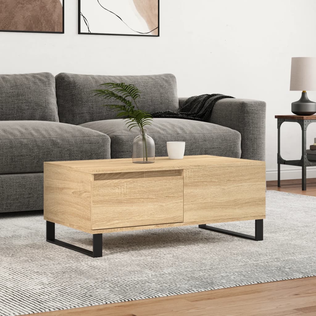sofabord 90x50x36,5 cm konstrueret træ sonoma-eg