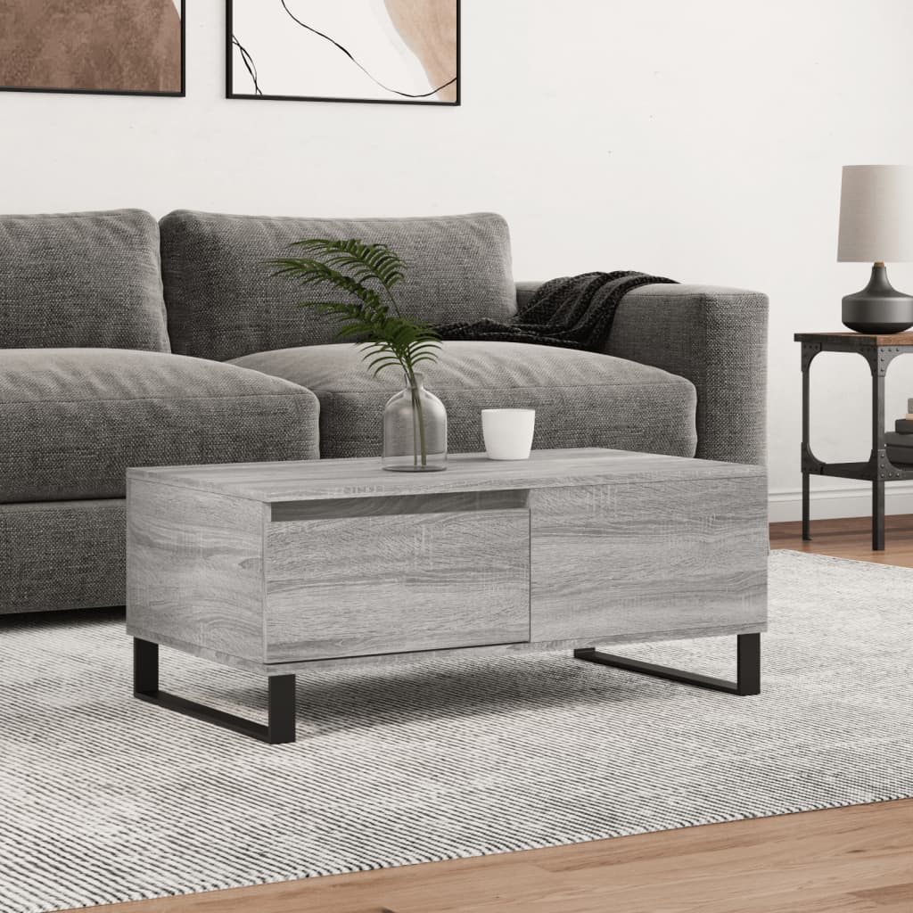 sofabord 90x50x36,5 cm konstrueret træ grå sonoma-eg