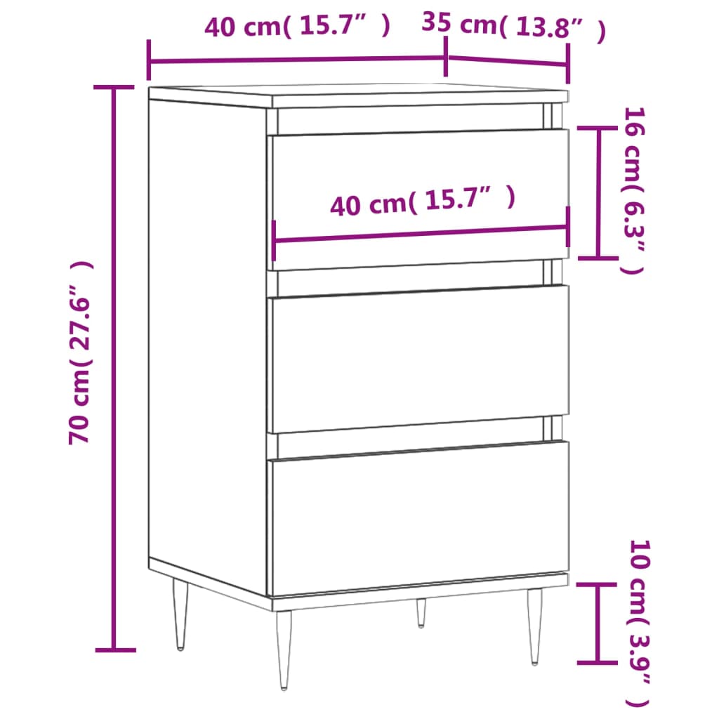 skænk 40x35x70 cm konstrueret træ røget egetræsfarve