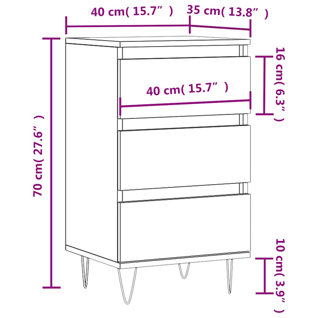 skænk 40x35x70 cm konstrueret træ sort