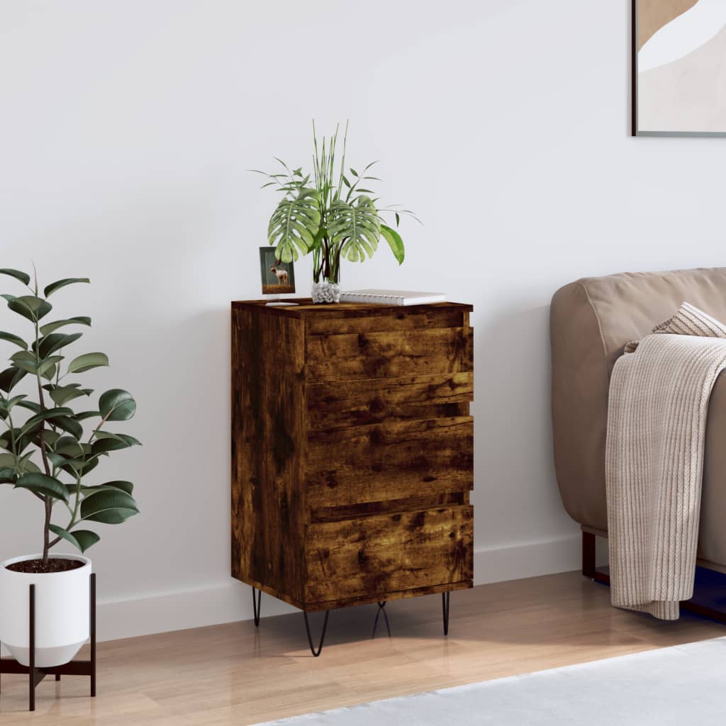 skænk 40x35x70 cm konstrueret træ røget egetræsfarve