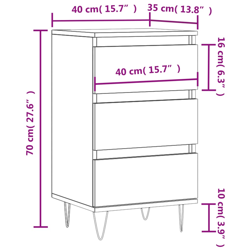 skænk 40x35x70 cm konstrueret træ grå sonoma-eg