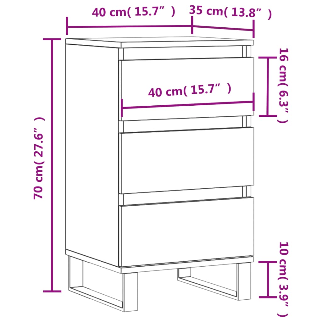 skænk 40x35x70 cm konstrueret træ sonoma-eg