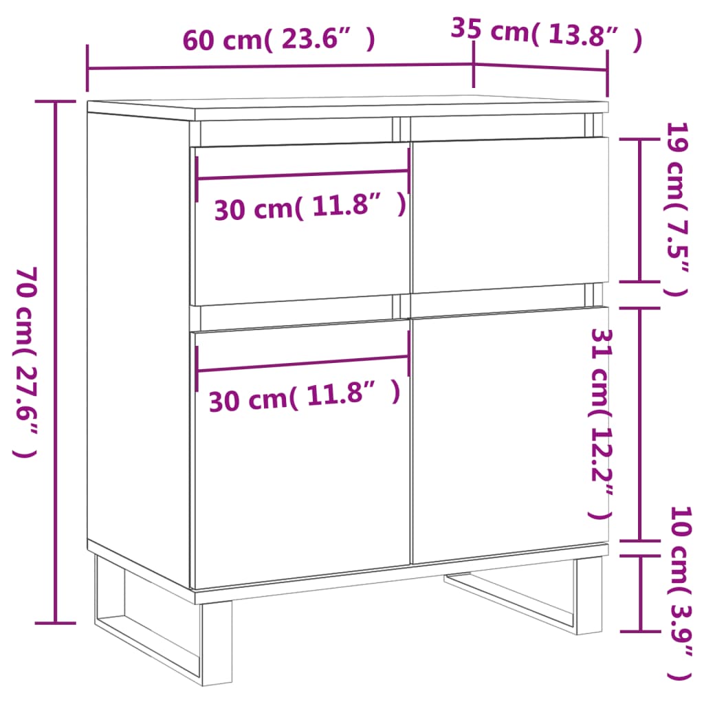 skænk 60x35x70 cm konstrueret træ sonoma-eg