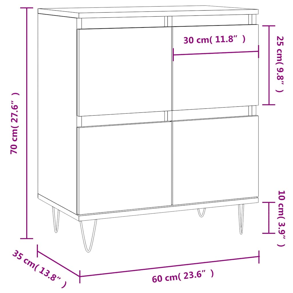 skænk 60x35x70 cm konstrueret træ betongrå